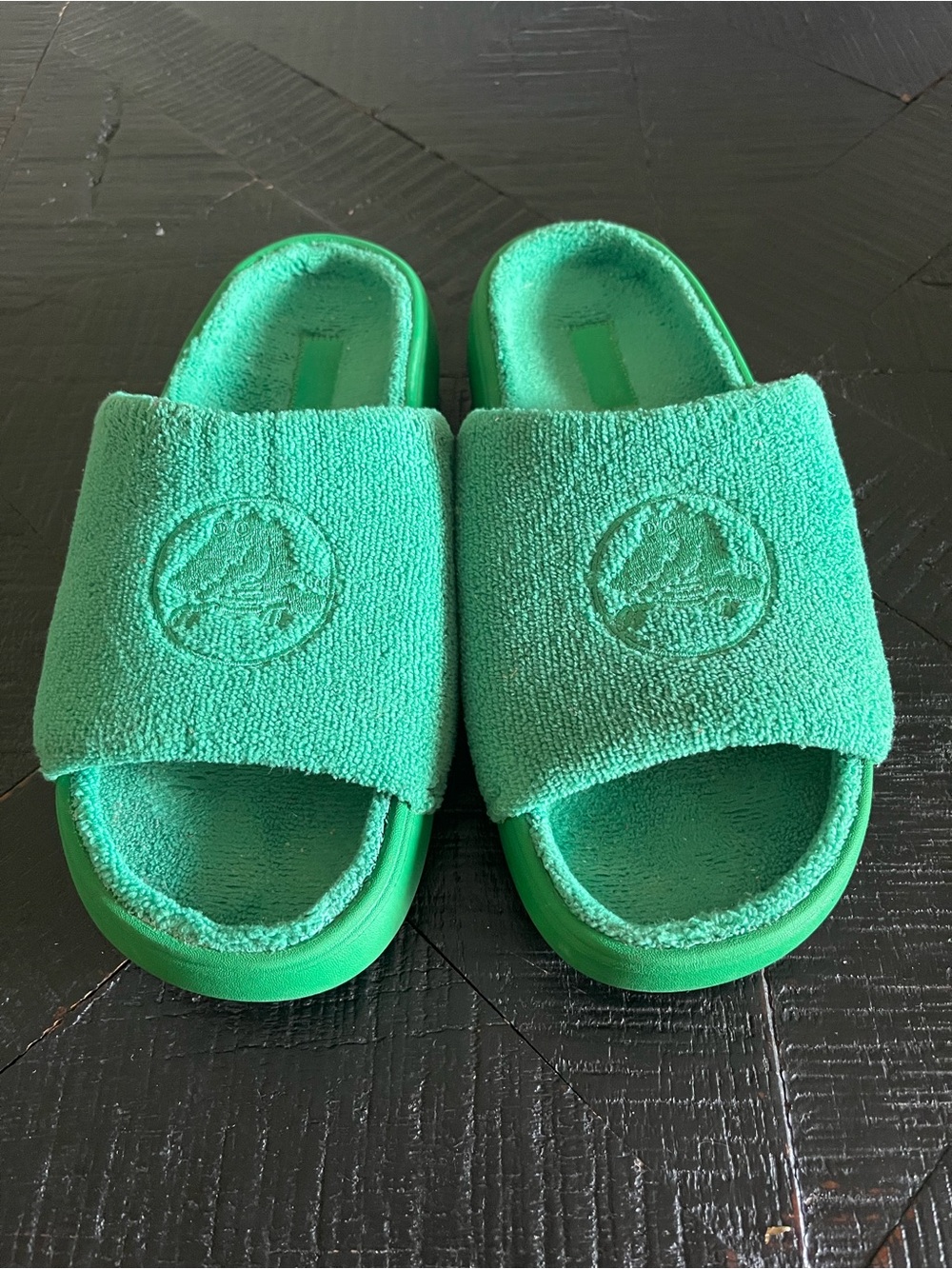 Crocs Classic Towel Slides in Green Ivy Mens Size 11